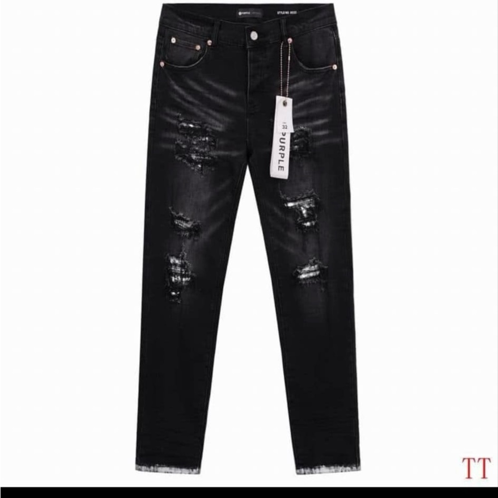 Black Straight Jeans with Distressed Details